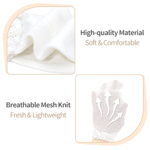 Looching Baby Girls Cute Ruffle Lace Socks Toddler Eyelet Frilly Dress Cotton Ankle Socks 5-Pack3