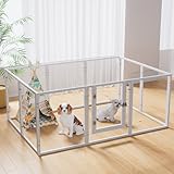 WSHPY Clear Acrylic Dog Play Pen Indoor - 59 Inch 10-Panel Pet Enclosure for Small Dogs & Cats, Outdoor Use with Door, Easy Assemble & Cleaning