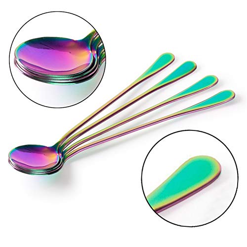 Cuillère à long manche en acier inoxydable robuste style arc-en-ciel - 5