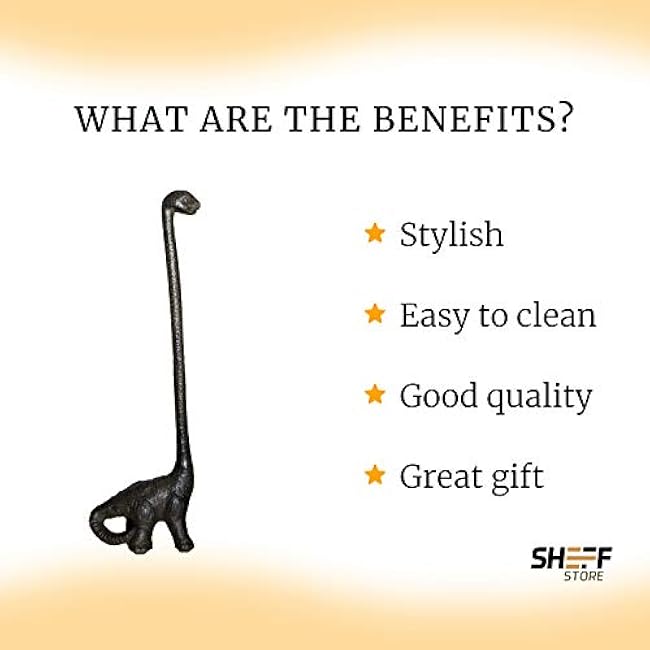 Dinosaur Cast Iron Paper Towel Holder - Sturdy and Functional - Cute Dinosaur Bathroom Decor - Dino Antique Rustic D¨¦cor Home Stand - Toilet Paper Stand by Sheff Store