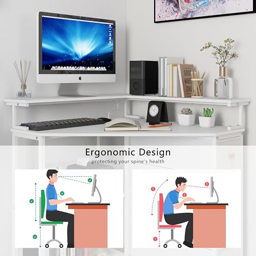 Corner Computer Desk with Power Outlet & LED Lights,Computer Table by GiftGo - Image 3