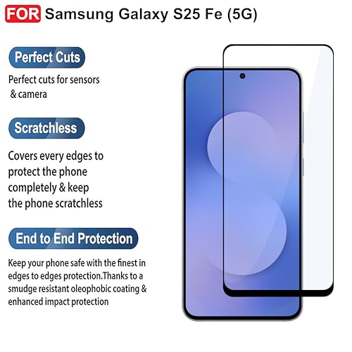 Image of CEDO Tempered Glass for Samsung Galaxy S25 FE (5G) | Screen Protector Full HD Quality Tempered Glass Anti-Scratch Edge to Edge Coverage with Easy Installation Kit (Black)