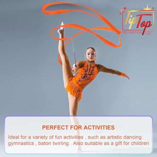 Image of Gymnastic Rhythmic Dancing Ribbon Streamer Stick (1 Piece) (Tiger Orange)