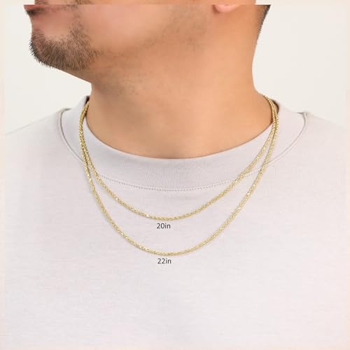 Nuragold 10k Real Yellow Gold 1.8mm Rope Chain Diamond Cut Necklace (16"-30") Italian Jewelry for Men & Women2