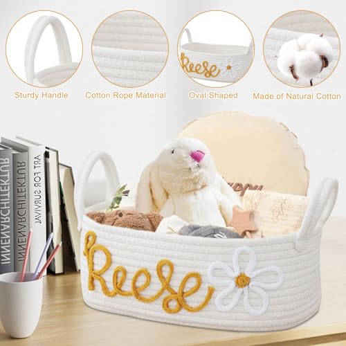 Baby-Geschenkkorb, Aufbewahrungskorb Geflochten Personalisierte Baby Windel Geflochtene Aufbewahrungskörbe, Aufbewahrungskorb für Babyspielzeug und Kleidung Caddy Organizer Geschenkkorb