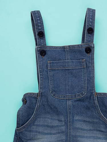 Image of KiddoPanti Unisex Infant Denim Dungaree | Cotton Blend Stretch | Baby Jumpsuit Witth Pockets | Comfortable Casual Outfit for Boys & Girls 6 Months-3 Years