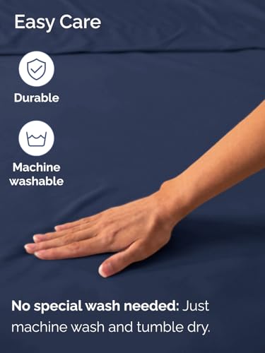 Image of Extra Deep Cal King Fitted Sheet - Single Fitted Sheet Only - Navy Blue | Easily Fits 18 inch to 24 inch Mattress, Soft, Wrinkle Free, Breathable & Comfy, Extra Deep Pockets Hotel Luxury Fitted Sheet