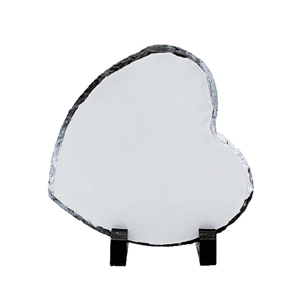 MR.R Sublimation Blanc Blanks Heart Rock Slate Photo Plaque Cadre Photo, Nouveauté Cadre Photo Personnalisé pour Mariage, Anniversaire, Naissance de bébé, 7,87 Pouces 20x20cm