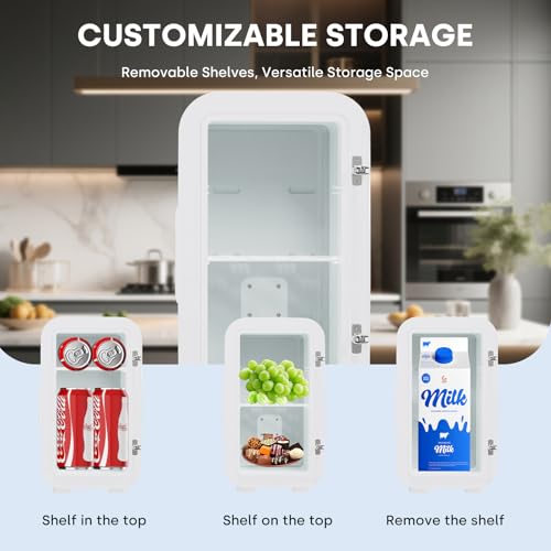 Enventor Mini Refrigerator, 6L/ 8 Can Compact Skincare Fridge AC+DC Power Cooler & Warmer Small Refrigerator for Bedroom, Skincare, Makeup, Cosmetics, Car, Office (White) by Enventor - Image 2