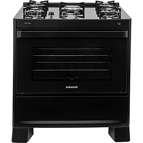 Fogão Max Cook Mesa de Vidro 5 Bocas Preto - SUGGAR - FGV509PT