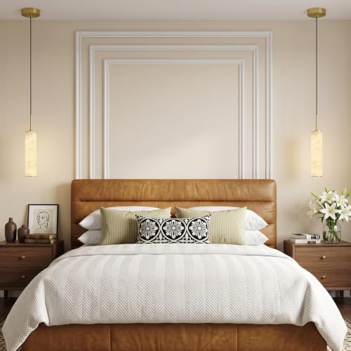 Image of Gold Natural Alabaster Long Tube Kitchen Island Pendant Lights,3000k