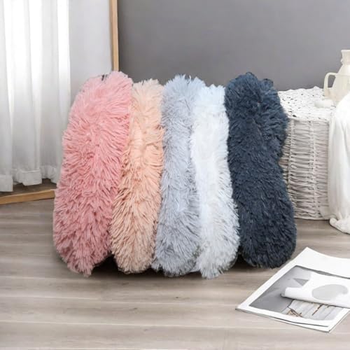 RICHRAIN Katzenkissen Rund,Plüschkissen für Katzen und Hunde, rund, warme Matte, weich und bequem, für Wohnzimmer (Beige, S 37CM)