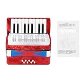  QANYEGN Acordeón De Piano De 17 Teclas Y 8 Bajos, Acordeón Para Principiantes, Acordeón Profesional Para Niños Para Interpretación, Práctica(Rojo)
