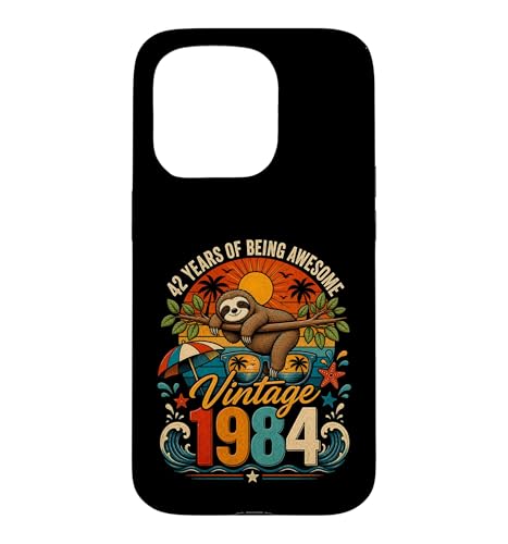 42nd Birthday Retro Sloth Tropical Vintage 1984 42 Years Old �X�}�z�P�[�X iPhone 15 Pro �p