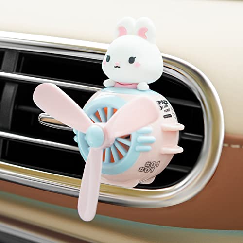 Image of Pilot Rabbit Cute Car Diffuser - Rotating Propeller Cartoon Automotive Air Outlet Fan Creative Car Perfume Decoration - Automotive Air Fresheners