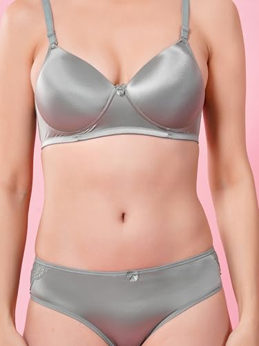 Image of Women's Seamless Non-Padded Wirefree Bra with Mid-Rise Bikini Panty Set | Soft Stretch Everyday Comfort Lingerie Set