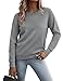 Gyabnw Damen Sweatshirt Rundhals Langarm mit Taschen Einfarbig Casual Pullover Frühling Herbst