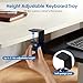 KOCASO Keyboard Stand for Desktop - 25.59”x9.64”x0.51” Keyboard Tray with Retractable Slide Out Drawer, Height Adjustable and C Clamp Installation, Supports up to 55LBS，Perfect for Home or Office