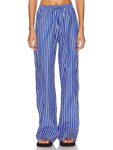 Women's Y2k Striped Print Long Pants Casual Loose Fit Wide Leg Drawstring Lounge Pants Vintage Summer Going Out Pants3