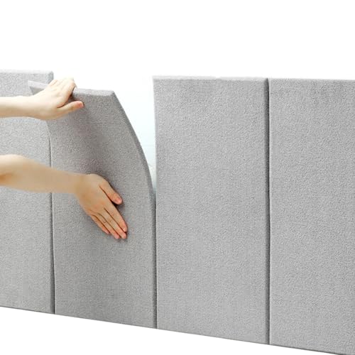 XILYZMO Upholstered Wall Panels, Safety Colorful Wall Pad, Upholstered Wall Panels Headboard, Peel Stick Gym Thick1.1CM Self Adhesive Soundproof Wall Panel For Bedroom(Gray,7pcs-30x60cm)
