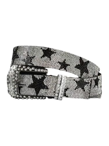 RoseSeek Men's Y2k Star Rhinestone Studded Belts Glitter Vintage Punk Waist Belts Street Accessories Multicolor suit waist size: 30"-34"