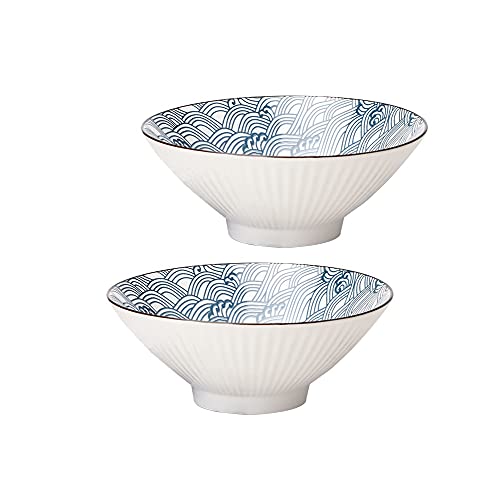 Dsztxv Lot de 2 bols à ramen japonais en céramique - Capacité de 1 000 ml - Convient pour les nouilles, les céréales, les fruits et les soupes - Passe au lave-vaisselle et au micro-ondes - Pour homme