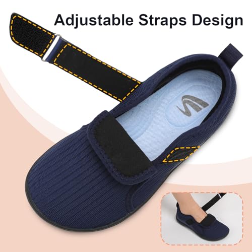 Image of Spesoul Wide Womens Walking Shoes Adjustable Diabetic Shoes Breathable Zero Drop Barefoot Shoe Neuropathy Edema Nursing Shoe Wide Width Sneakers