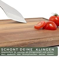 WALDWERK Schneidebrett 3er Set (40x30 / 33x24 / 26x18cm) aus massiver Akazie - Schneidebretter mit Brettständer - 2cm dicke Holzbretter mit Saftrille - Design Schneidebrett Set – Ansicht 7