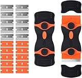 Ainiv Raschietto per Piano Cottura In Vetro, con 20 Lame di Ricambio Per Raschietto, Multiuso, per Pulizia Per Etichette, Decalcomanie, Adesivi, Calafatoio, Vernice In Vetro (Arancione - Doppia Testa)