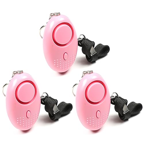 Image of Othmro 3Pcs 120DB Personal Security Alarm Keychains Safe Sound Personal Alarms with LED Lights Emergency Safety Alarm Keychains for Women Men Children Elderly Bags Backpacks Suitcases Pink