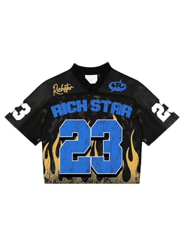 SOLY HUX Mens Short Sleeve Jersey Shirts V Neck Graphic T-Shirt Cool Tees Streetwear Black Graphic Medium