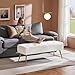 Yaheetech Modern Ottoman Bench Boucle Bench Upholstered Footrest for Living Room with Gold Metal Legs and Padded Seat Ivory