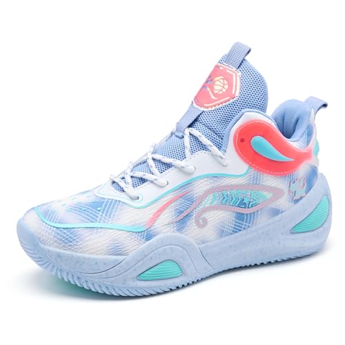 kniaiwx Men's Basketball Shoes Indoor Outdoor Sports Shoes Fashionable Anti Slip Sports Shoes Street Walking Shoes Blue Size 10