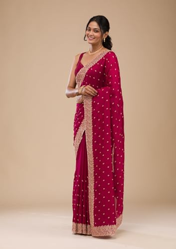 Image of Yashika Women Vichitra Silk Saree with Embroidered Border| Sarees Bollywood Sari | New Sarees | Saree Blouse| Designer Saree (AZ-YS-OG-LADYQUEEN-Parent)