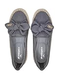 CatBird Women's Faux Leather Round-Toe Loafers with Bow Accent | Stylish and Comfortable Slip-On Flats for Casual Wear | Fashionable Espadrilles | Bellies Shoes Outfits for Girls Womens (Grey, 8UK)