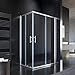 Produktbild SONNI 1200x800x1950mm Duschkabine Eckeinstieg Doppel Schiebetür Echtglas Duschwand
