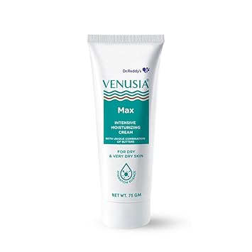 Dr. Reddy's Venusia Max Intensive Moisturizing Cream | Dermatologist Recommended for Dry to Very Dry Skin | Clinically proven for up to 24 hrs. Moisturization| Paraben free | For Face & Body | Cocoa Butter, Mango Butter & Aloe Butter | 75 g - image, photos