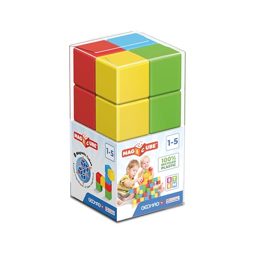 Geomag Jeux de Construction Magnétique pour Enfants Magicube - Jouets éducatifs pour Garçons et Filles 100% Recyclé - 8 Cubes Magnétiques Collection Green