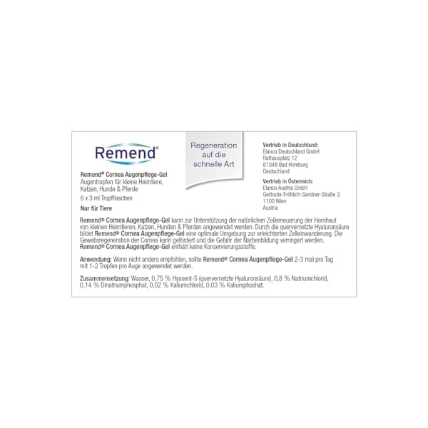 REMEND Cornea Augenpflege-Gel – regenerierende Augentropfen bei Hornhautschädigungen – sanfte Augenpflege für Hunde, Katzen, Pferde & kleine Heimtiere – 6 x 3 ml – Bild 4