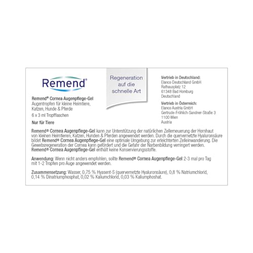 REMEND Cornea Augenpflege-Gel – regenerierende Augentropfen bei Hornhautschädigungen – sanfte Augenpflege für Hunde, Katzen, Pferde & kleine Heimtiere – 6 x 3 ml – Bild 4