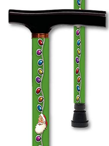 Walking Cane T Handle Derby Adjustable Aluminum Holiday Santa Claus Design Men or Women