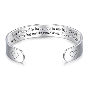 LParkin Bonus Mom Gifts Bracelet For Stepmom Meaningful Gift For Step Mother Cuff Bracelets I Am Blessed To Have You In My Life