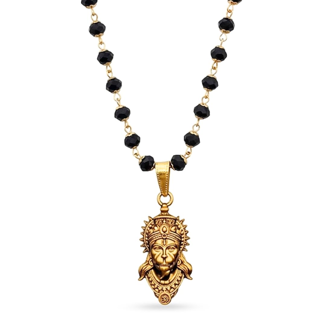 Unisex Hindu God Lord Mahavir Mahabali Shri Bajrangbali Sankat Mochan Ram Bhakt Pavan Putara Sitting Meditation Yoga Hanuman Ji Locket Pendant Necklace With Chain (Pack of 1)-image-2