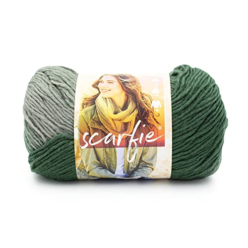 Image of Lion Brand Yarn Scarfie Yarn for Knitting and Crocheting, Evergreen /Pearl Grey, 1 Pack