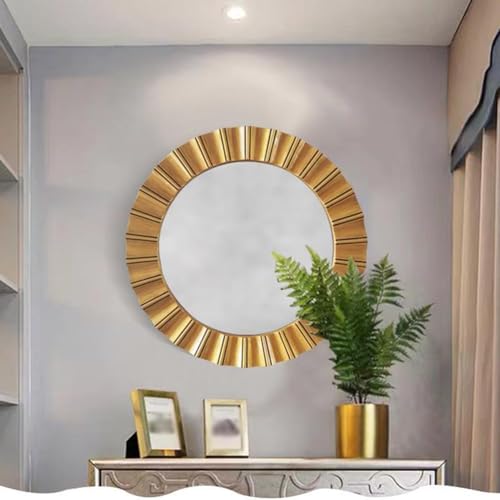 Miroir rond doré 26 pouces avec cadre géométrique chic - 2