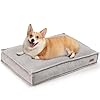 FUKUMARU Dog Bed, Thickened Corduroy Dog Beds Mat with Washable Cover, Large Waterproof Cotton Dogs Bed for Crate, Cozy Fluffy Pet Pillow Beds Kennel Pad with Non-Slip Bottom, 36inch, Light Grey