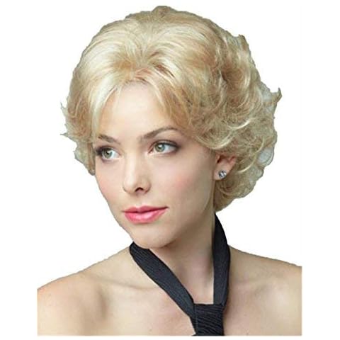 OYSRONG Beauty Elegant Women Short Golden Wavy/curly Layered Heat Resistant Fiber Daily Wig Cover