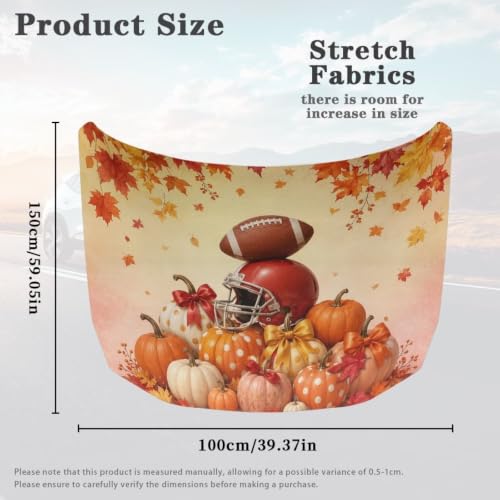 Image of Renewold Football Fall Hood Covers for Cars Easy Install Holiday Hood Cover | Outdoor Fall Football Season Decor Protector Wrap Blanket Women Men Automotive Exterior Accessories Washable Fit Most Sedan