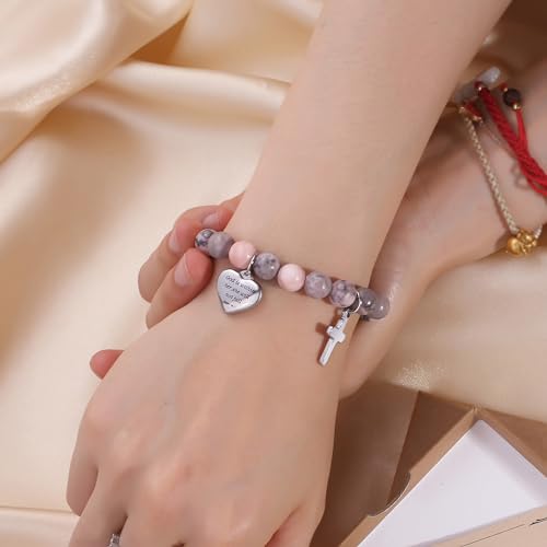 Inspirational Gifts Bracelets for Women Cross Bracelets with Natural Stone Christian Bible Verse Bracelet Prayer Faith Religious Jewelry3