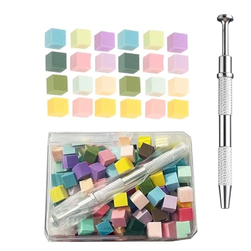 4 Claws Nail Sponge Metal Grabber with 100 Pcs Mini Replaceable Nail Sponges Blocks for Ombre Nail Art Sponges Nail Art Tools for Nail Supplies Nail Accessories (100Pcs Colour Sponge with Case+1 Pen)